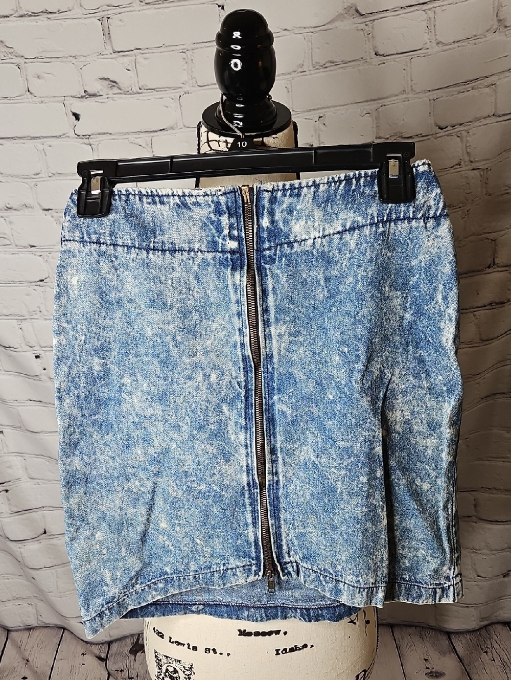 Jerry Leigh Vintage 80's Acid Washed Zipper Front Denim Mini Skirt Junior 5/6